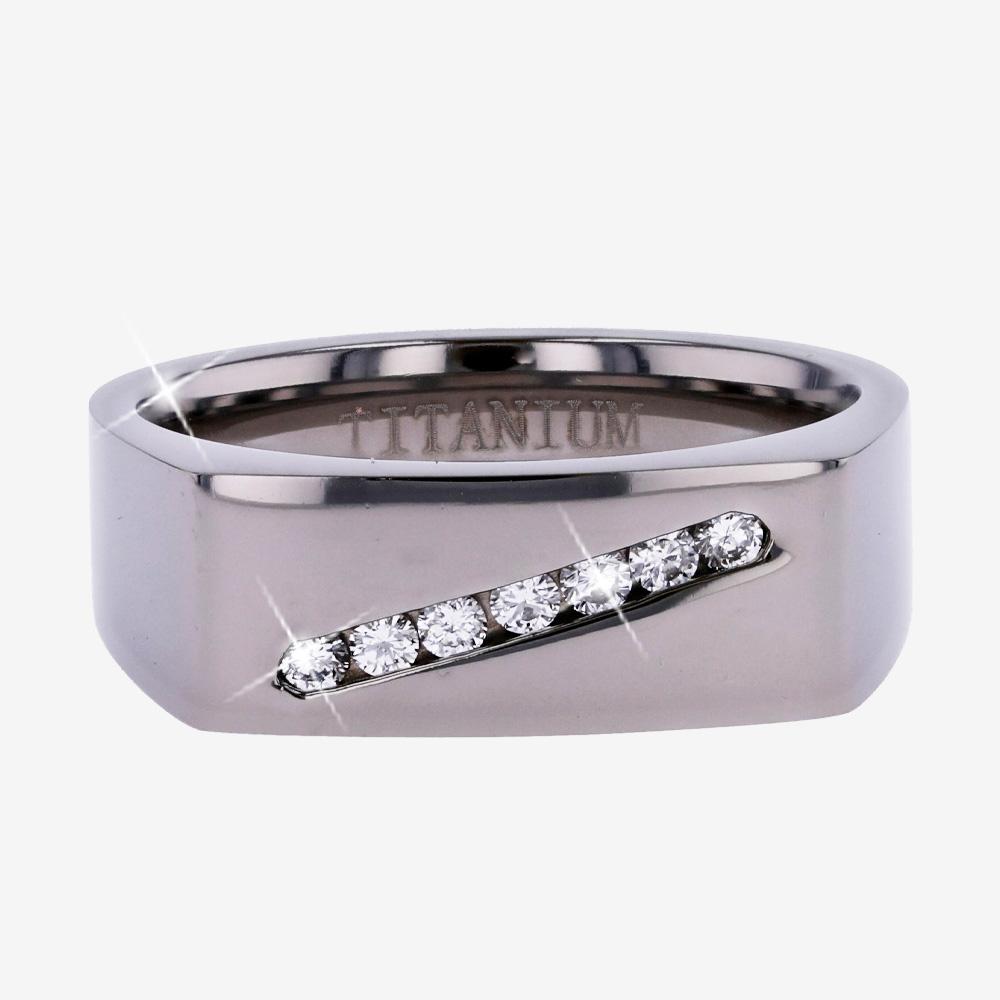 Men's Real Diamond Lab-Grown Titanium Ring .21ct