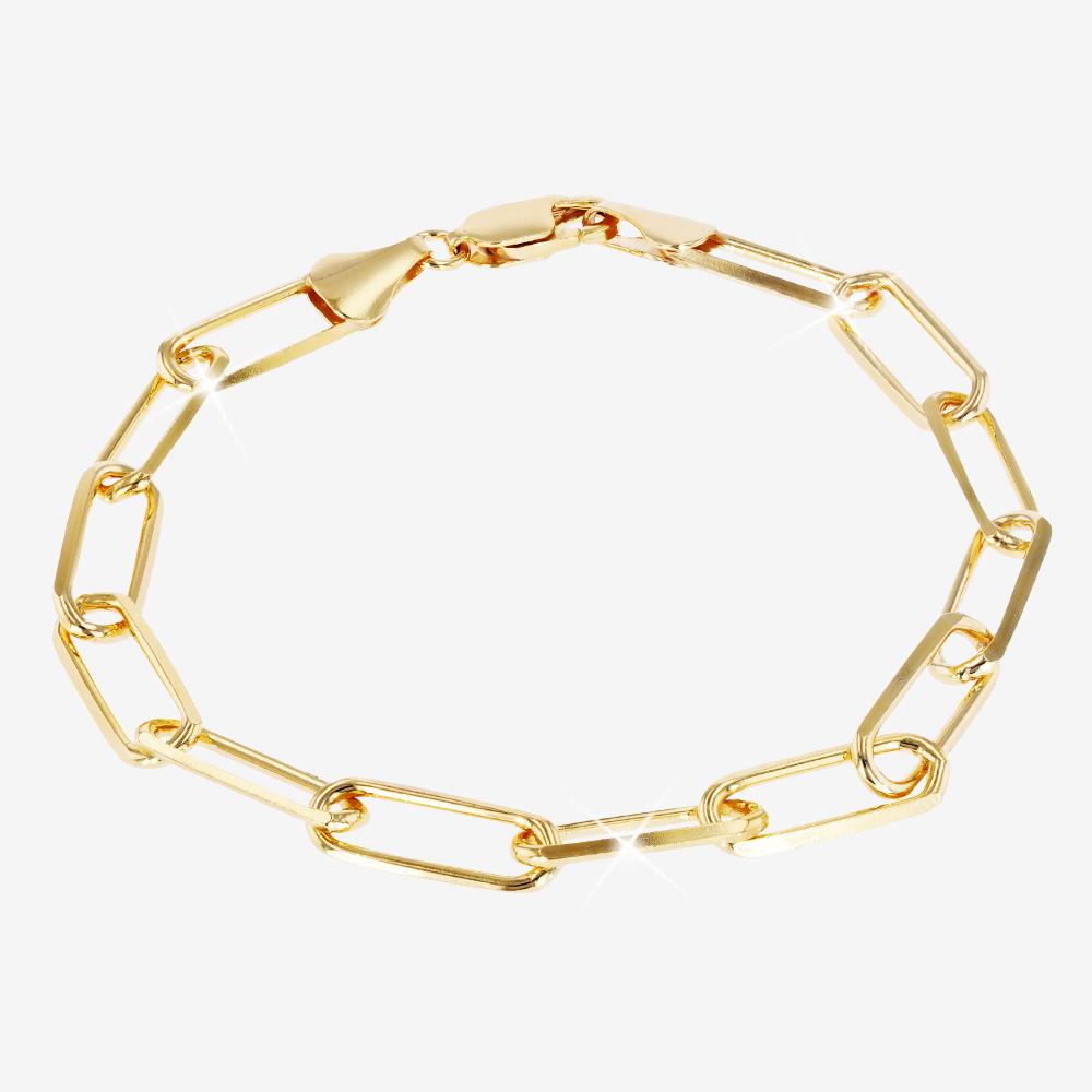 18ct Gold Vermeil on Silver Paper Clip Chain Bracelet - Solid Link ...