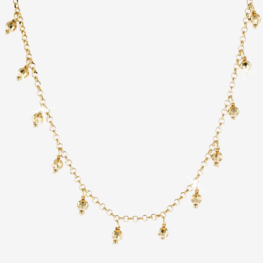 18ct Gold Vermeil on Silver Bead Necklace Diamond Cut Warren James