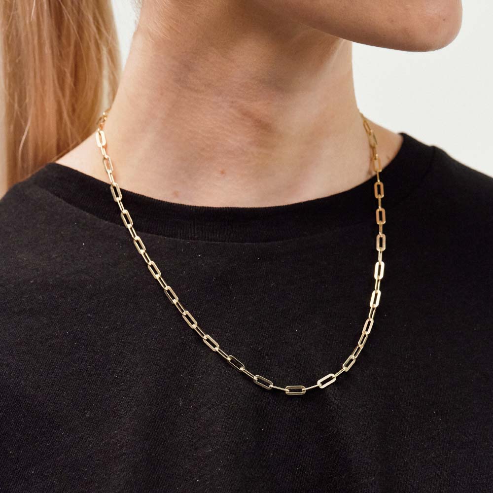 Link Necklace Solid Gold Paper Clip Necklace 18ct Gold 20inch
