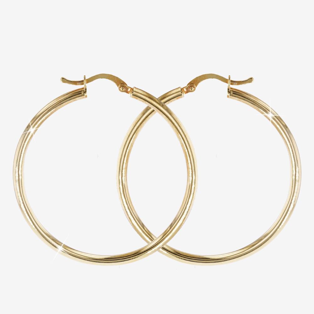 18ct Gold Vermeil on Silver Hoop Earrings, Polished