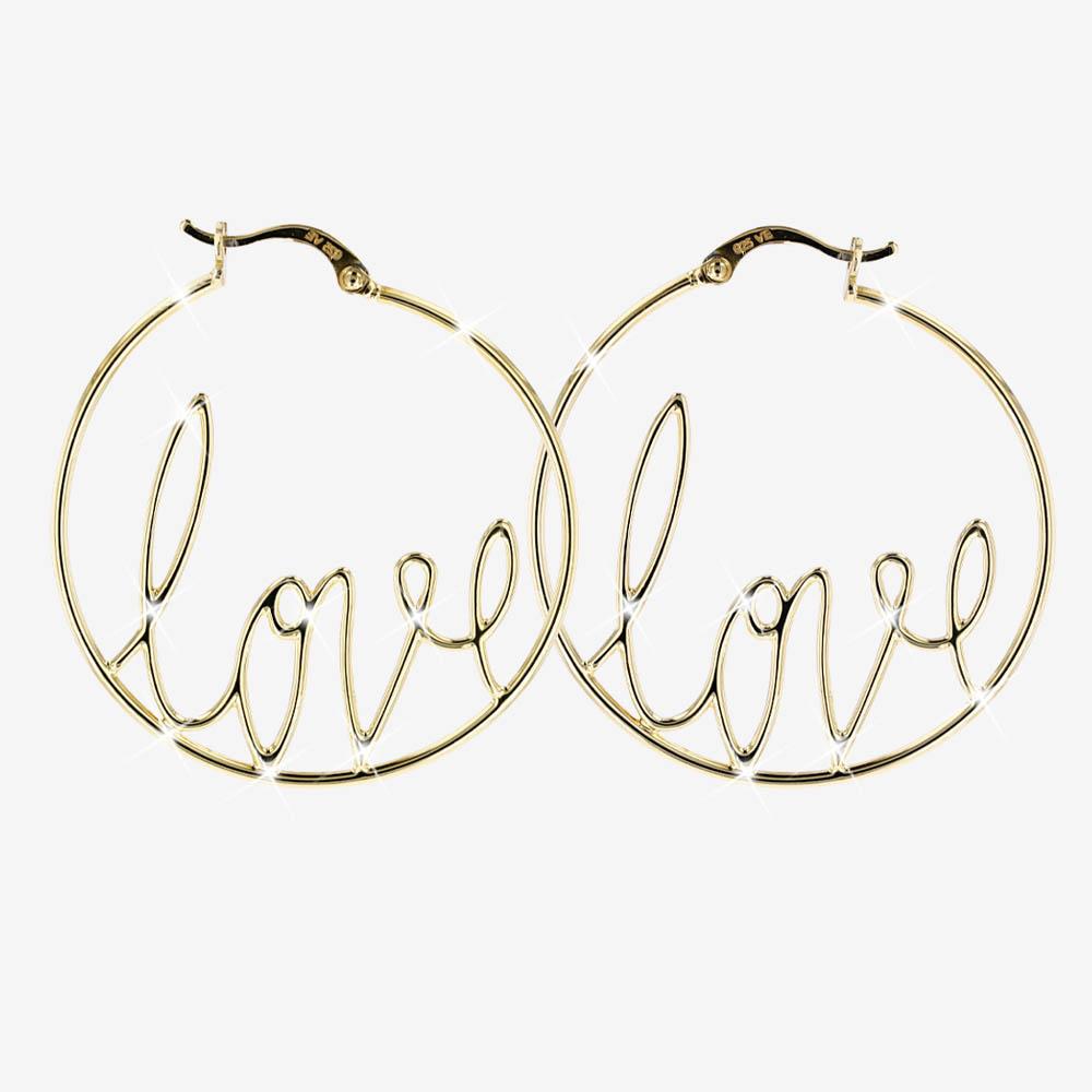 18ct Gold Vermeil on Silver Love Hoop Earrings Warren James