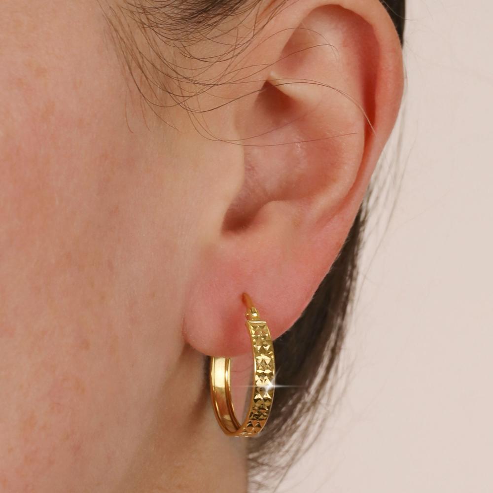 18ct Gold Vermeil On Silver Sparkle Hoops 20mm Warren James