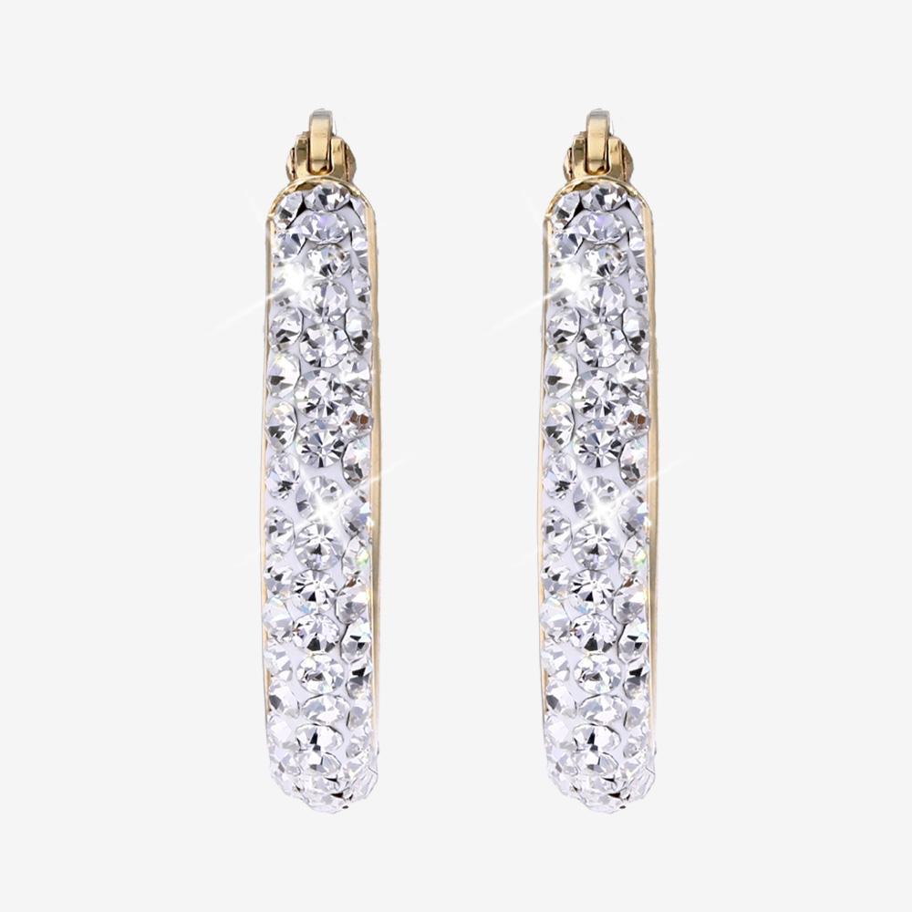 18ct Gold Vermeil On Silver Crystal Hoops Full Round Warren James