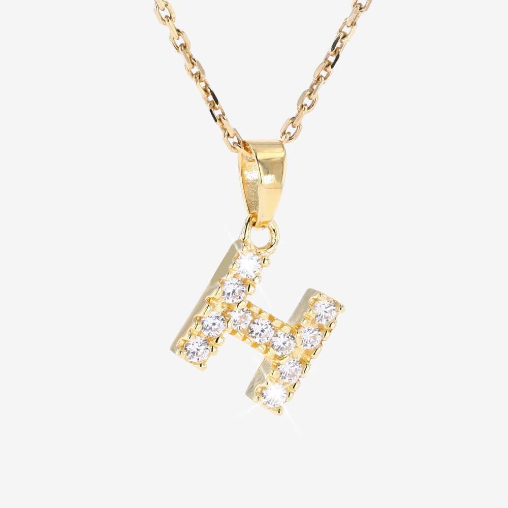 18ct Yellow Gold Diamond Initial Pendant & Chain