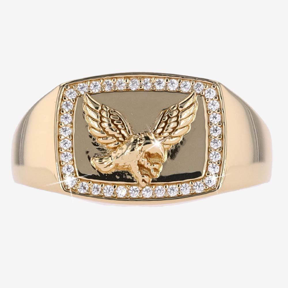 18ct Gold Vermeil on Silver Mens Eagle Ring | Warren James