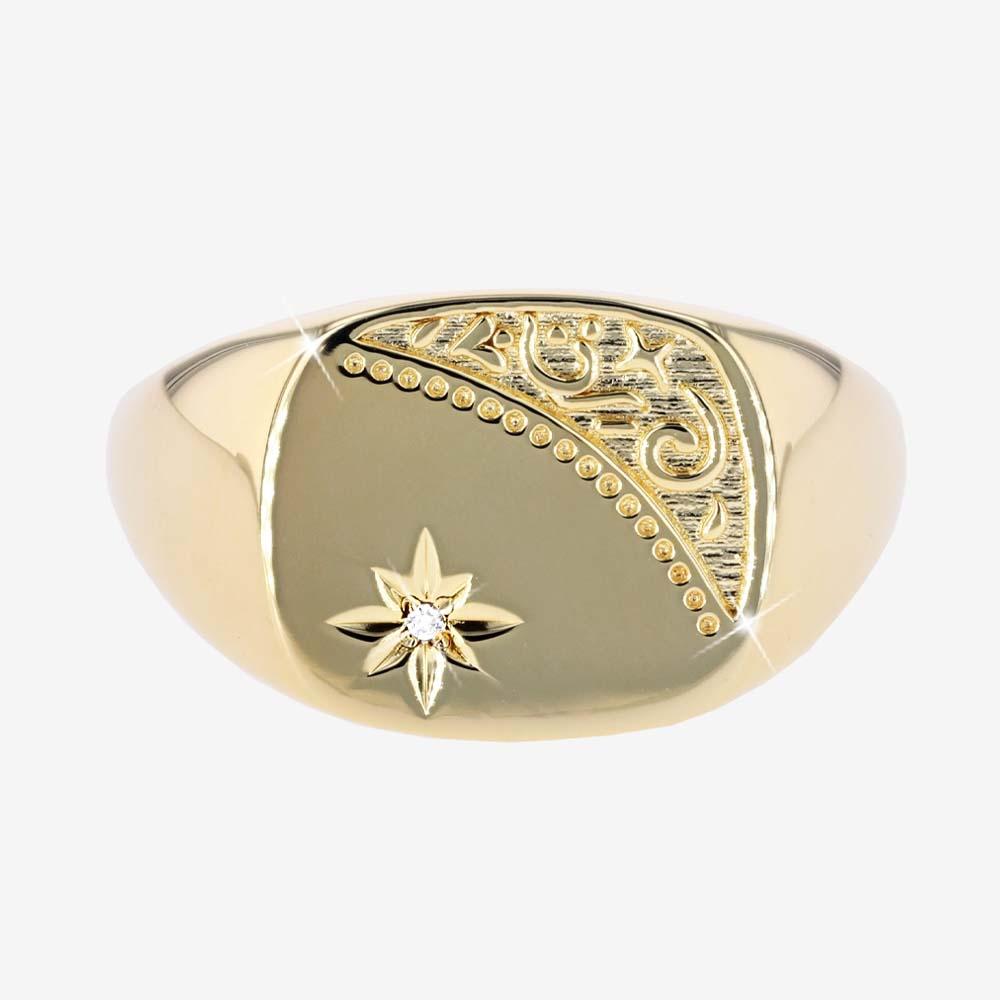 18ct Gold Vermeil on Silver Men's Signet Ring, Luxury Weight