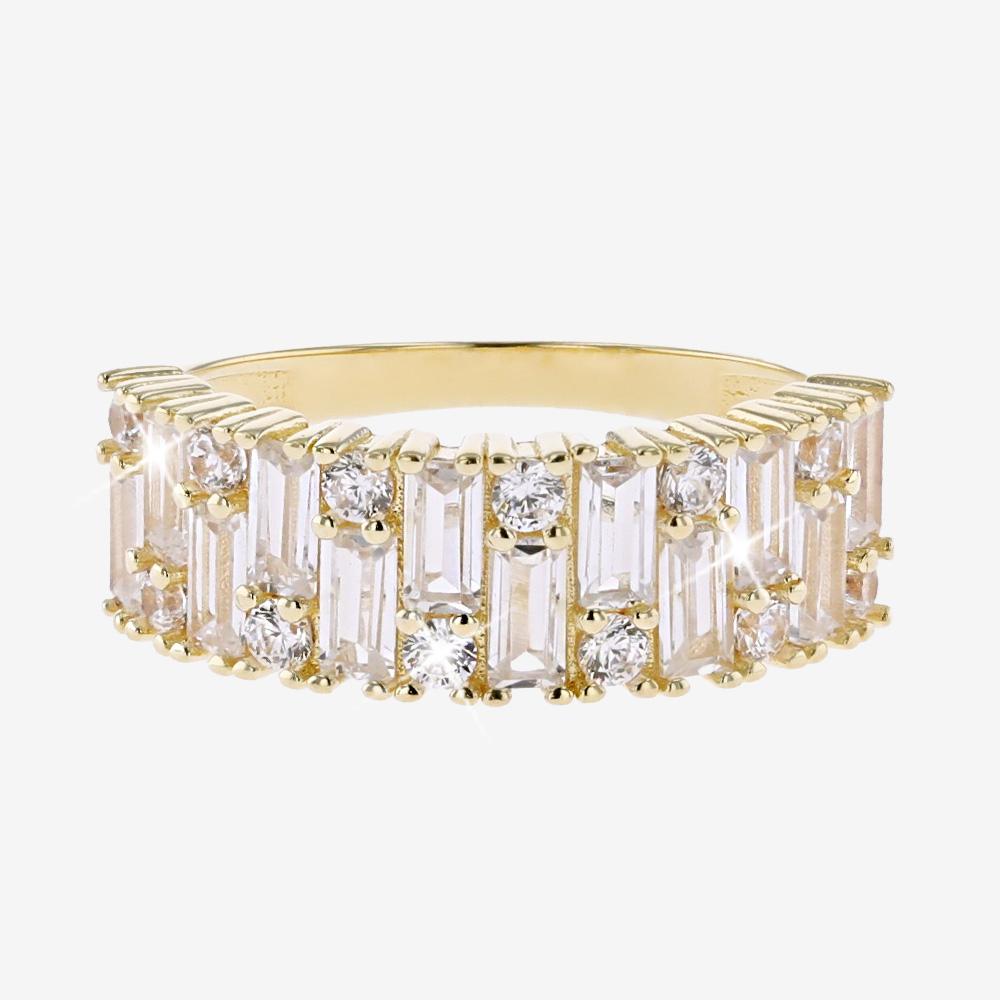 18ct Gold Vermeil On Silver Baguette Cluster Ring Warren James
