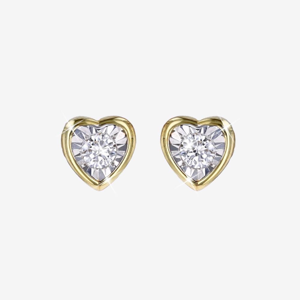 Diamond Lab-Grown Heart Earrings .25ct - 18ct Gold Vermeil On Silver