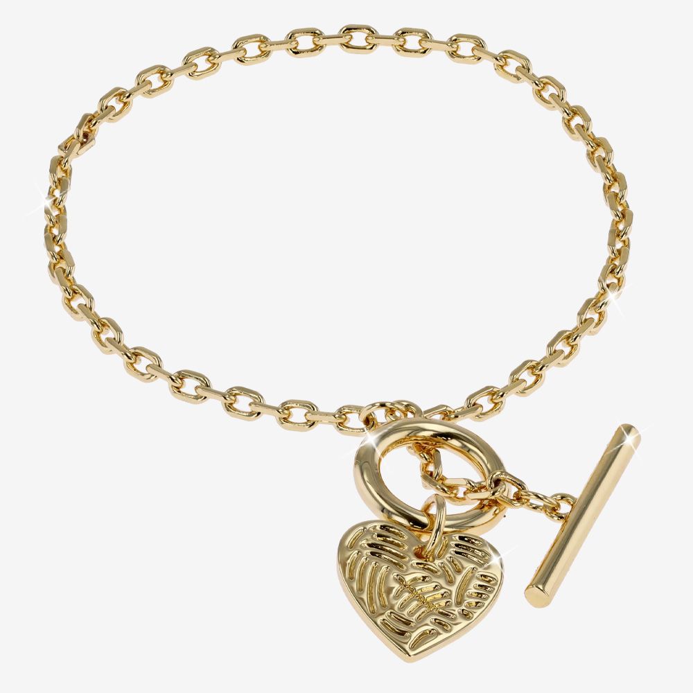 Solid Heart And T Bar Bracelet