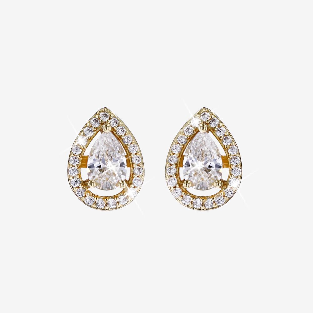 Pear Halo Stud Earrings