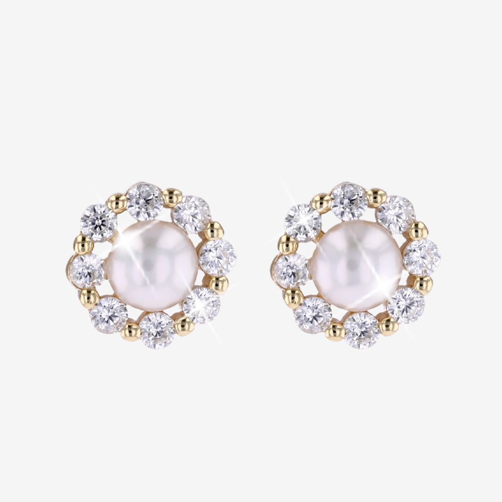 18ct Gold On Sterling Silver Cultured Freshwater Pearl Earrings