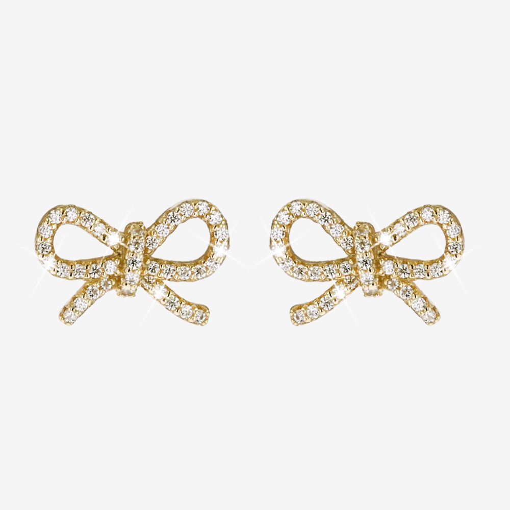 18ct Gold On Sterling Silver Bow Earrings