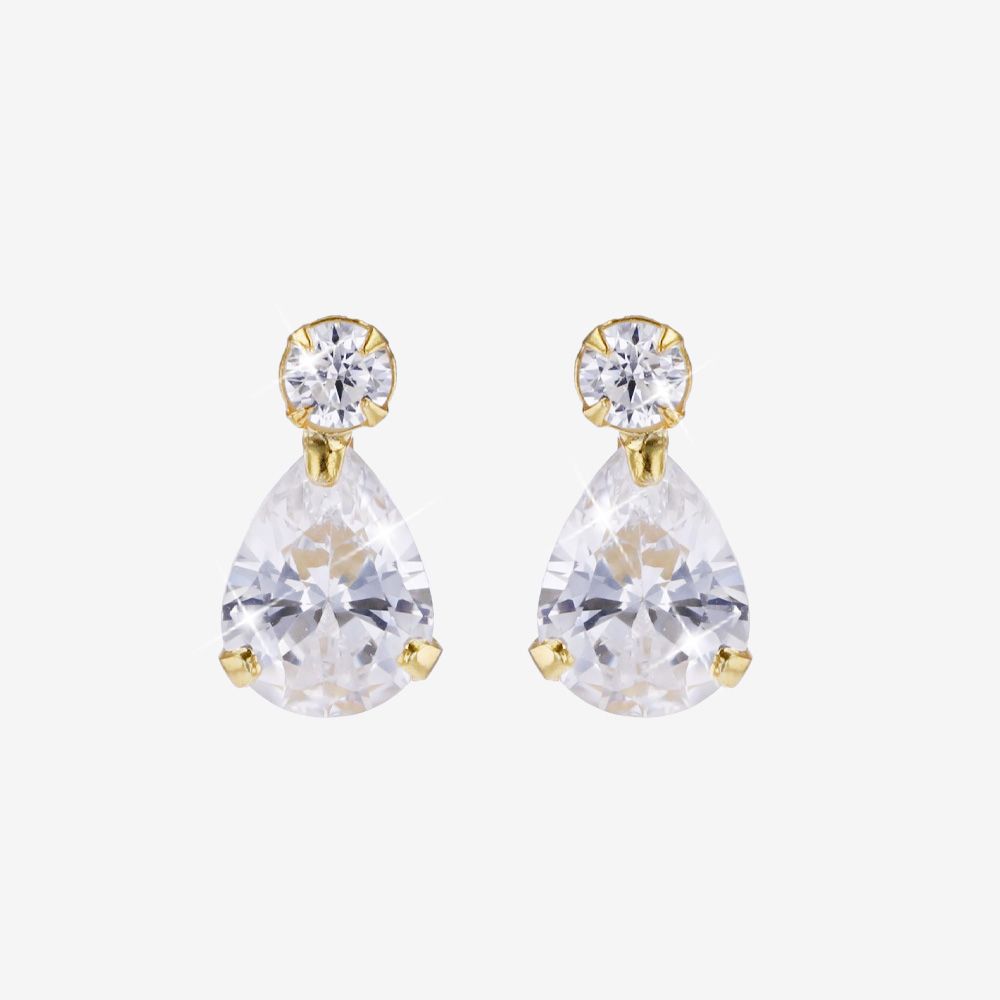18ct Gold On Sterling Silver Pear Drop Earrings