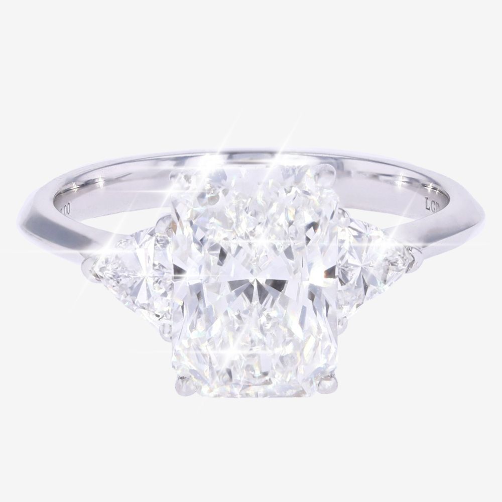 18ct White Gold Real Diamond Lab-Grown Radiant Cut + Trillion 3.00ct
