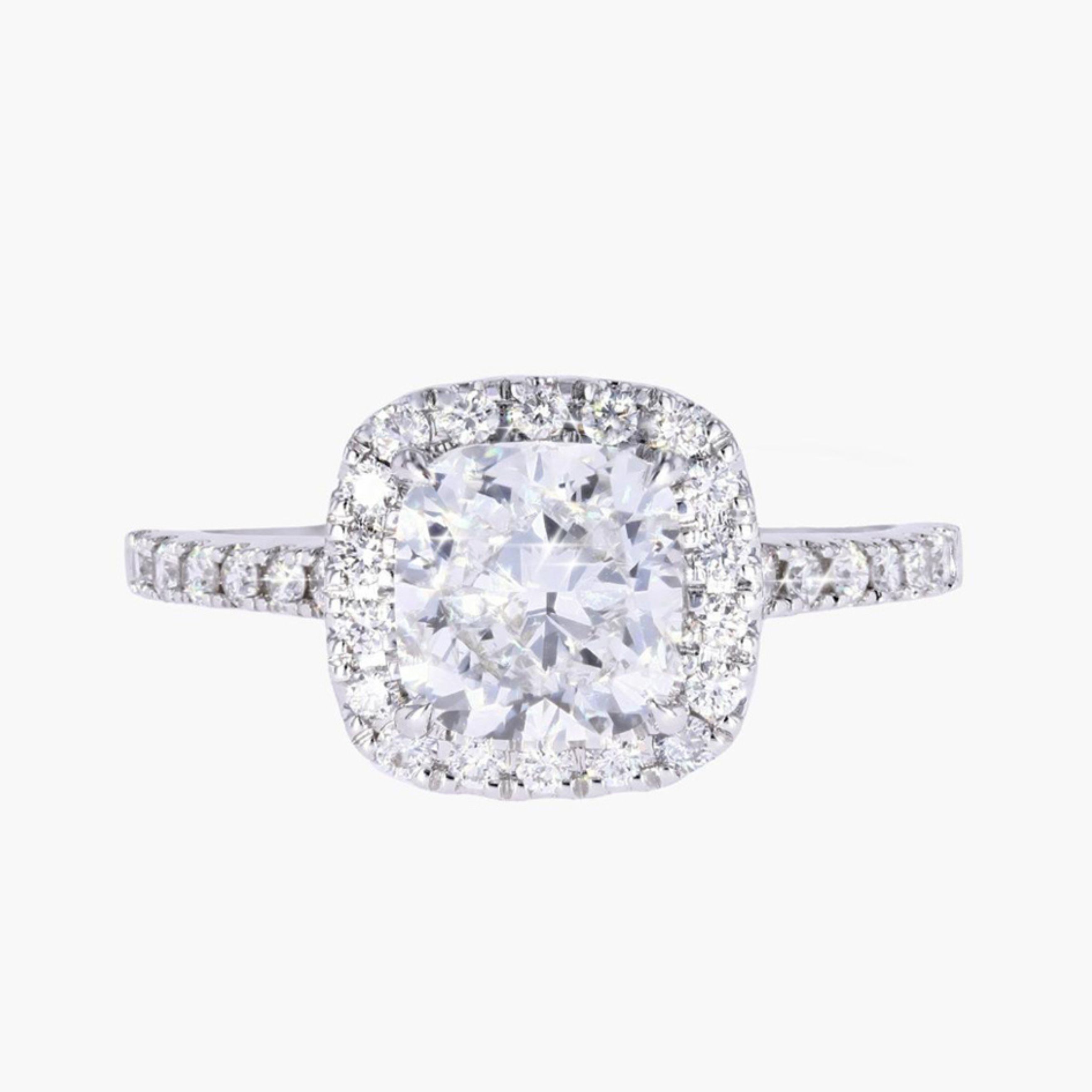 18ct White Gold Real Diamond Lab-Grown Cushion Cut Cluster 2.50ct 