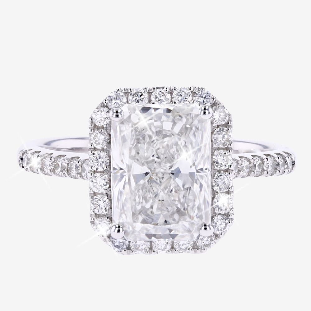 18ct White Gold Real Diamond Lab-Grown Radiant Cluster 3.00ct