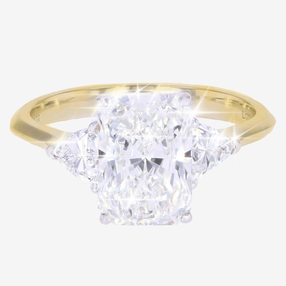 18ct Gold Real Diamond, Lab-Grown Radiant Cut + Trillion 3.00ct
