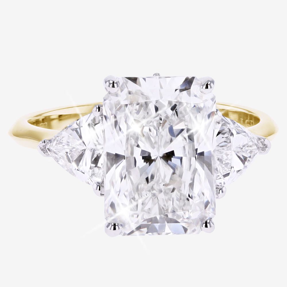 18ct Gold Real Diamond Lab-Grown Radiant Cut Trillion