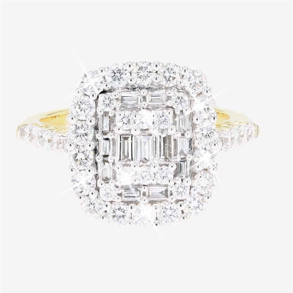 18ct Yellow Gold Diamond Cluster Ring 1.50ct