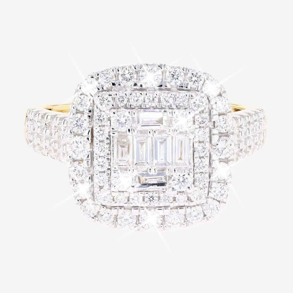 18ct Yellow Gold Diamond Cluster Ring 1.00ct Hand Set