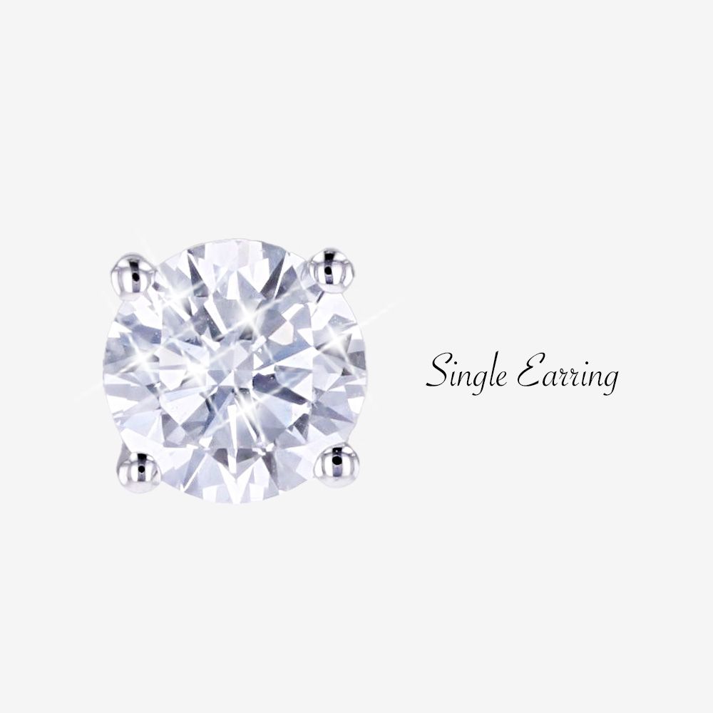 9ct White Gold Real Diamond Lab-Grown Single Earring .50ct