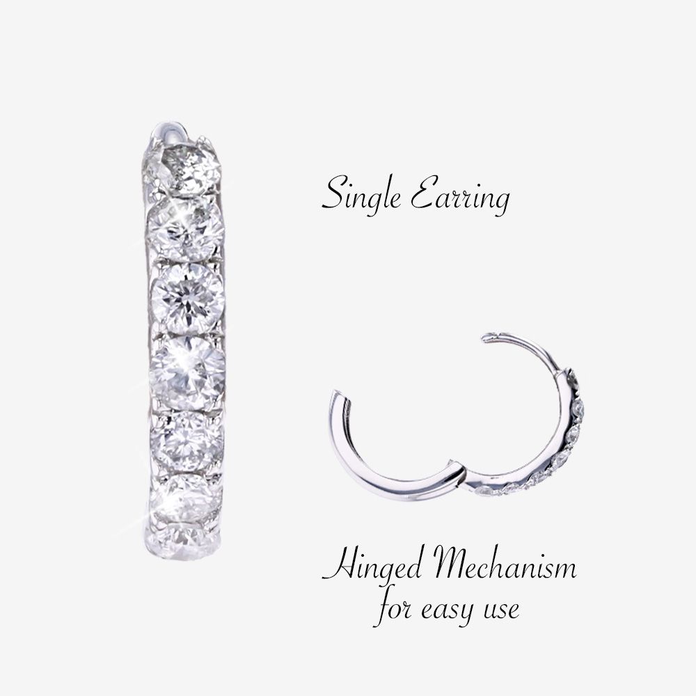 9ct White Gold Real Diamond Lab-Grown Single Huggie Earring .25ct