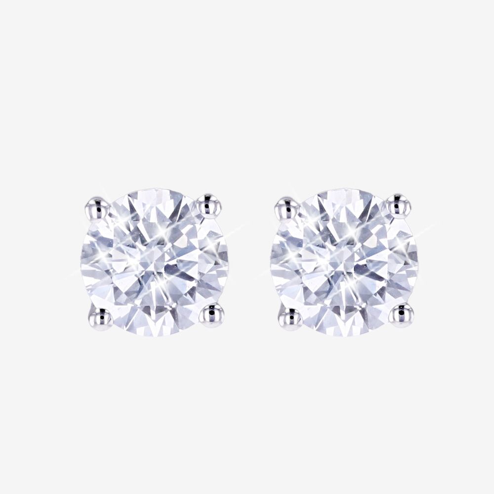 9ct White Gold Real Diamond Lab-Grown Princess Earrings 1.00ct