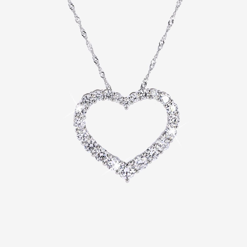 9ct White Gold Real Diamond Lab-Grown Heart Necklace 1.00ct