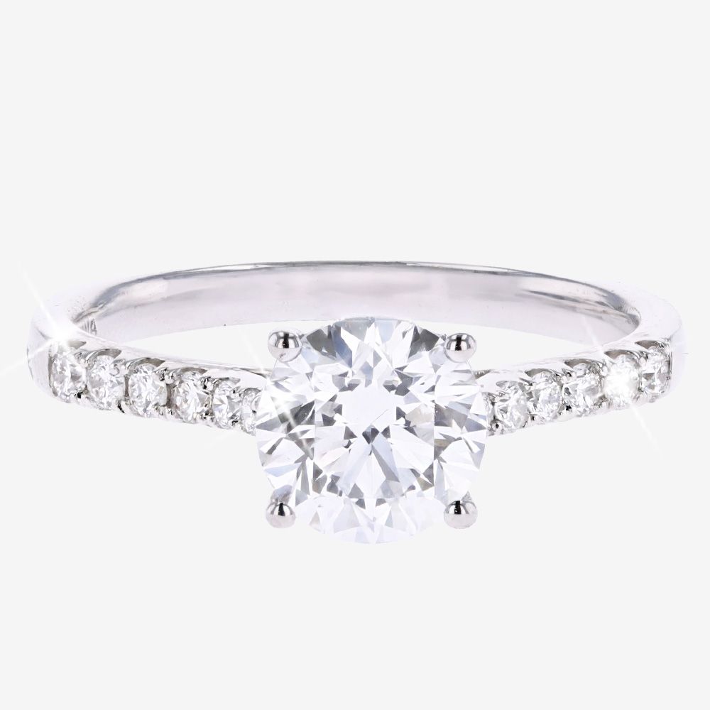 9ct White Gold Real Diamond Lab-Grown Ring, Diamond Set Shoulders 1.50ct