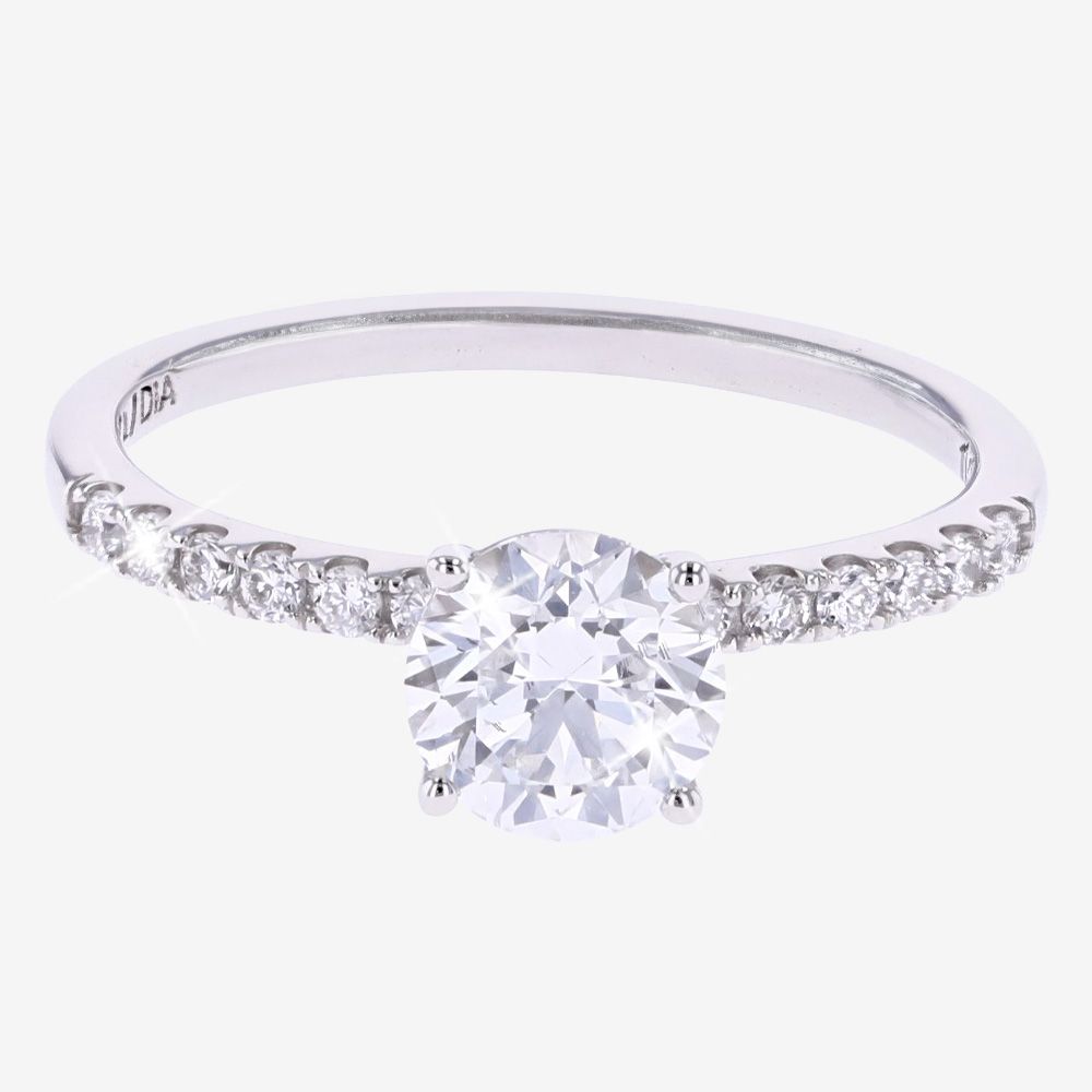 9ct White Gold Real Diamond Lab-Grown Solitaire, Diamond Shoulders 1.00ct
