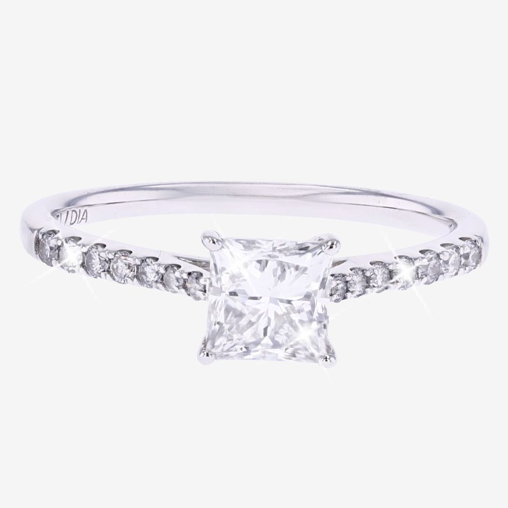 9ct White Gold Real Diamond Lab-Grown princess Solitaire 1.00ct