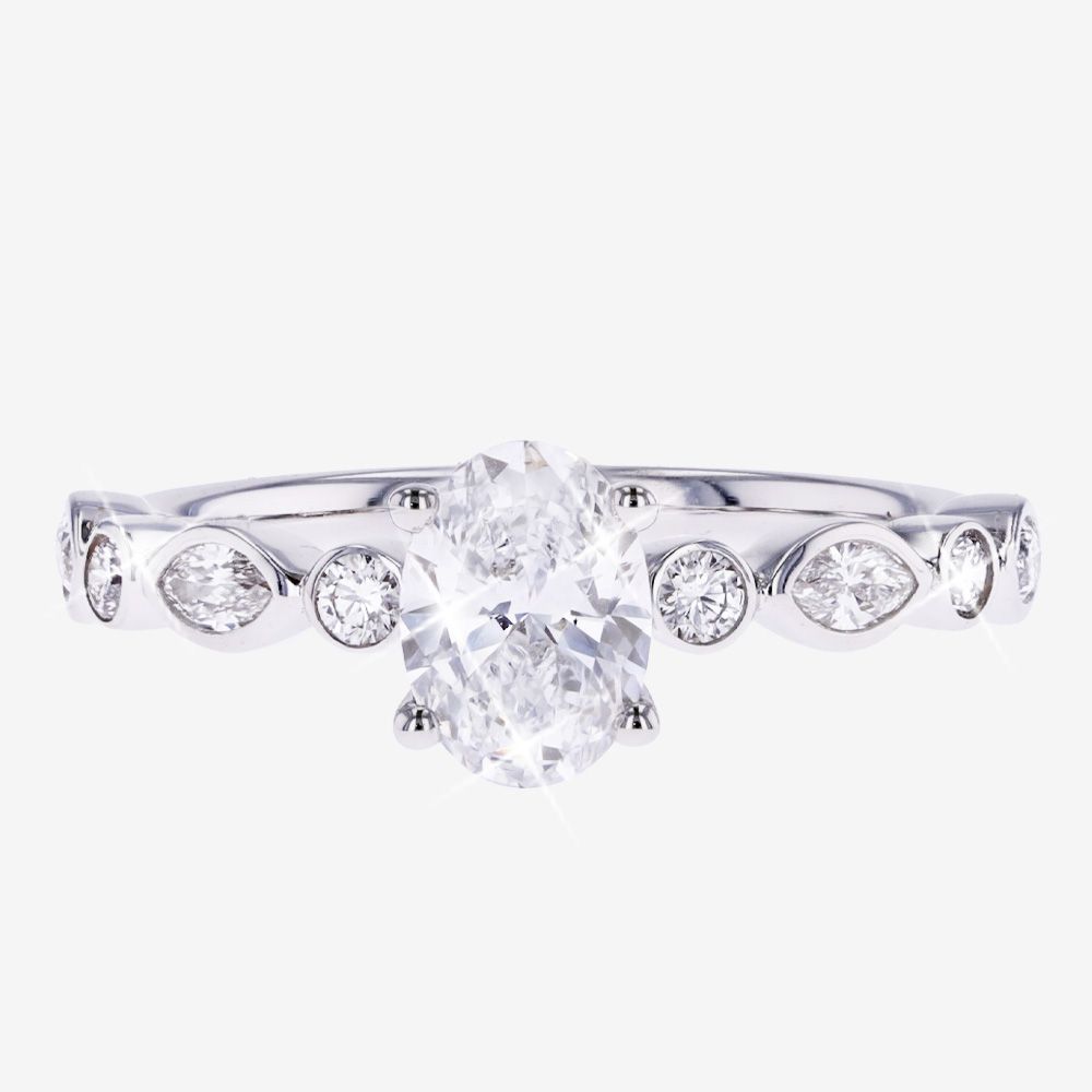 9ct White Gold Real Diamond Lab-Grown Oval Solitaire Ring 1.00ct