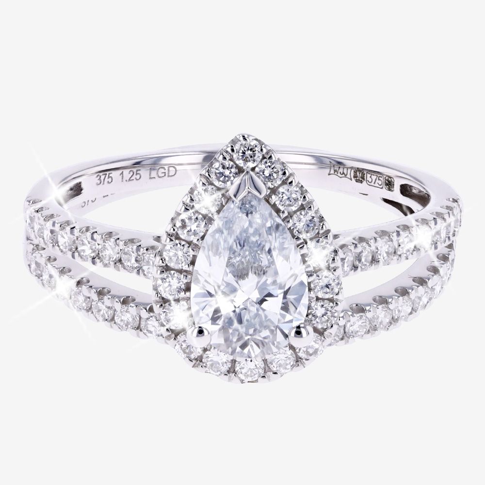 9ct White Gold Real Diamond Lab-Grown Duet Set Of 2 Rings 1.25ct