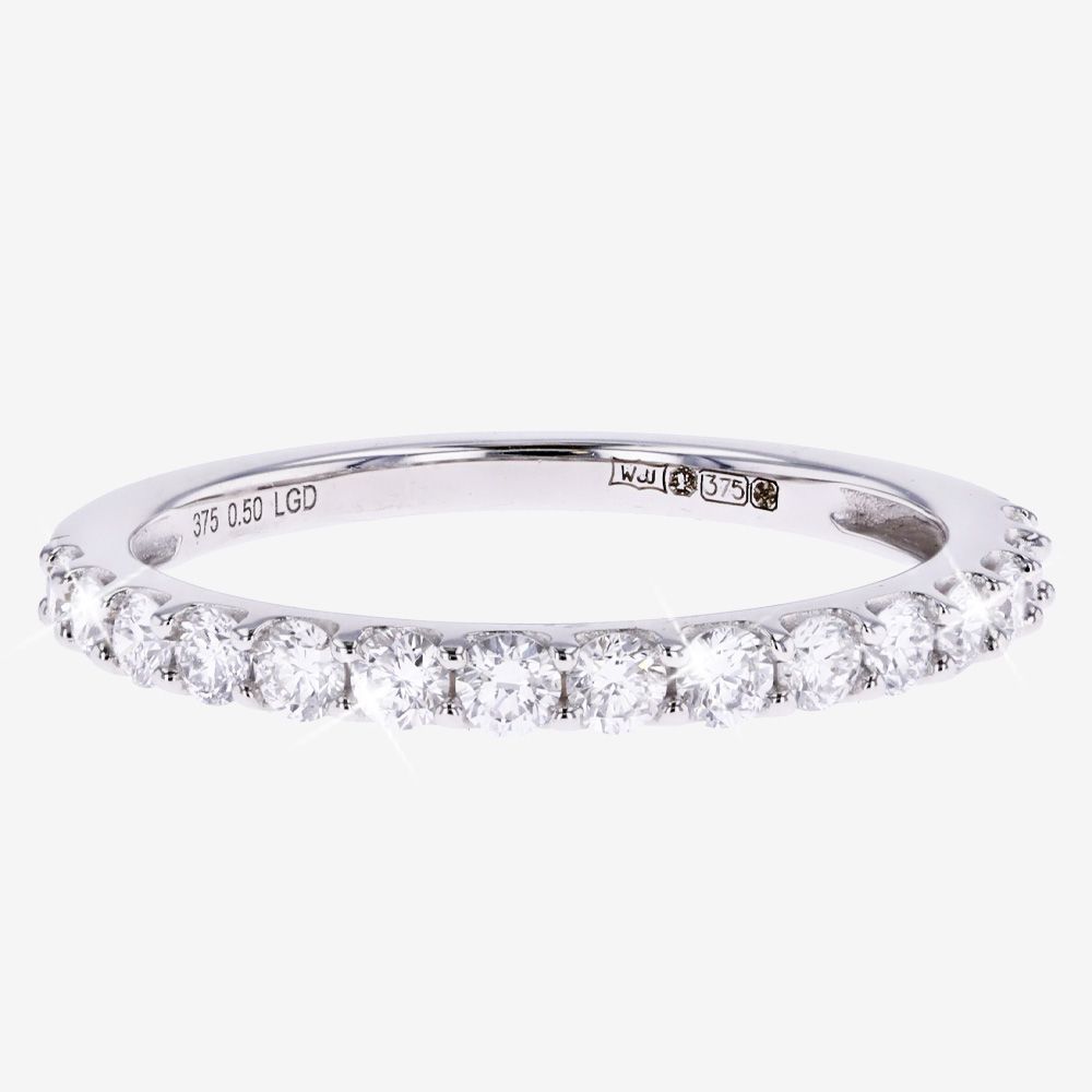9ct White Gold Real Diamond Lab-Grown Half Eternity Band .50ct