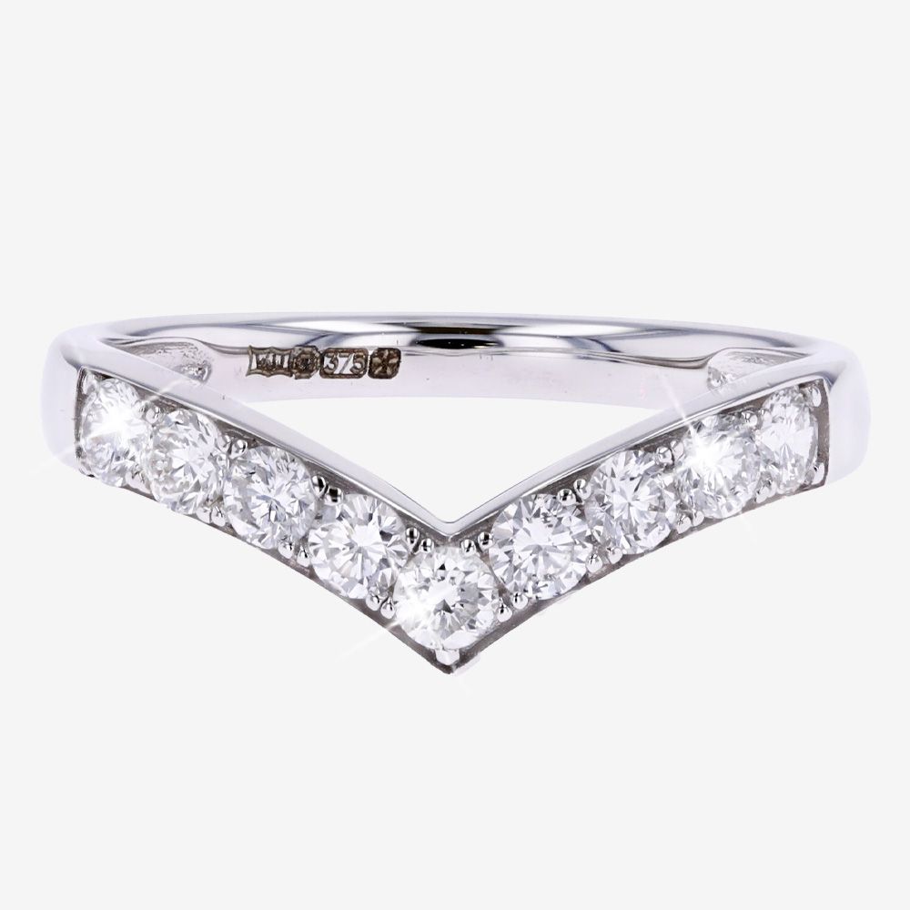 9ct White Gold Real Diamond Lab-Grown Wishbone Ring .50ct