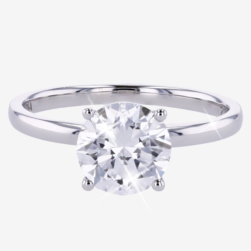 9ct White Gold, Real Diamond Lab-Grown Solitaire Ring 2.00ct