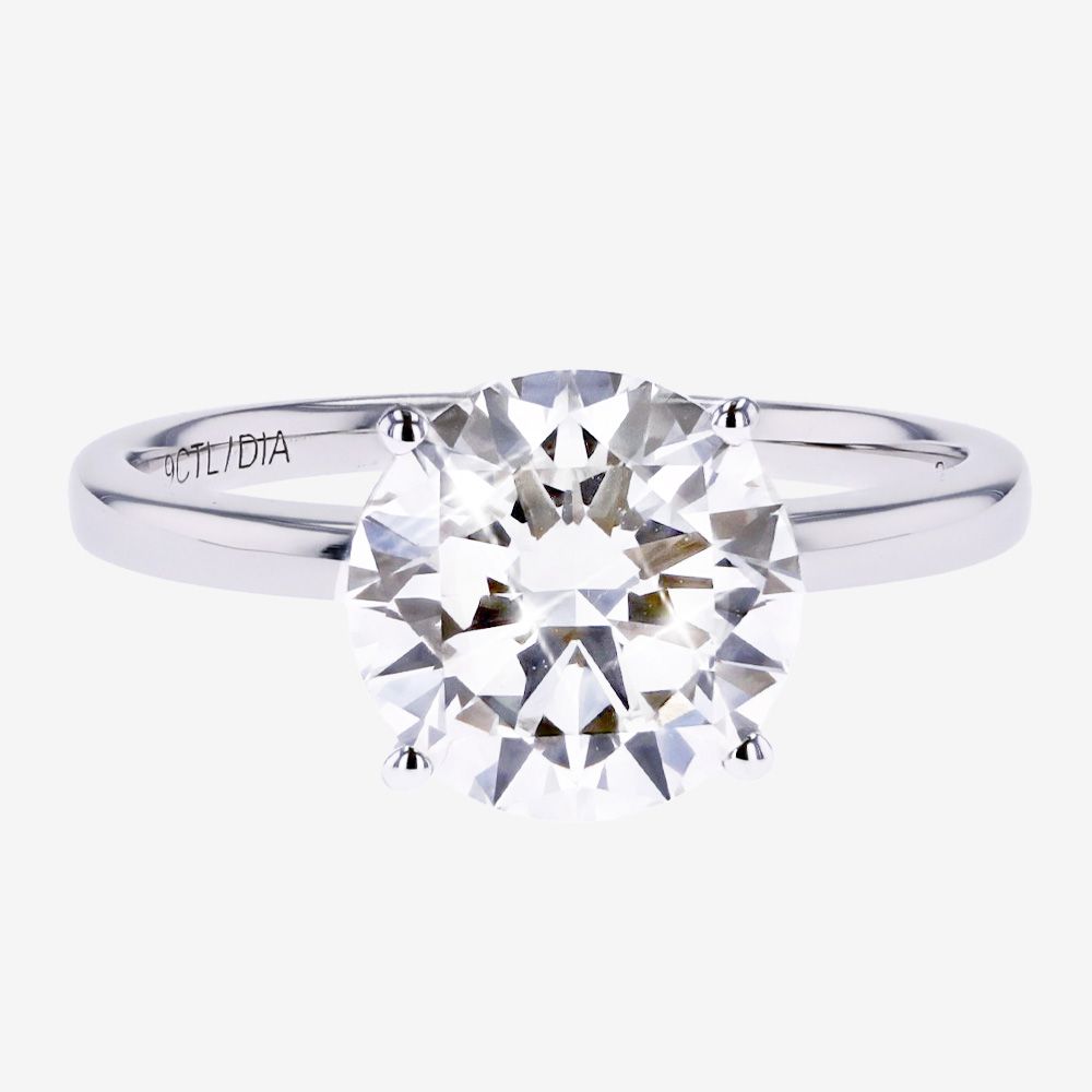 9ct White Gold Real Diamond Lab-Grown Solitaire Ring 3.00ct
