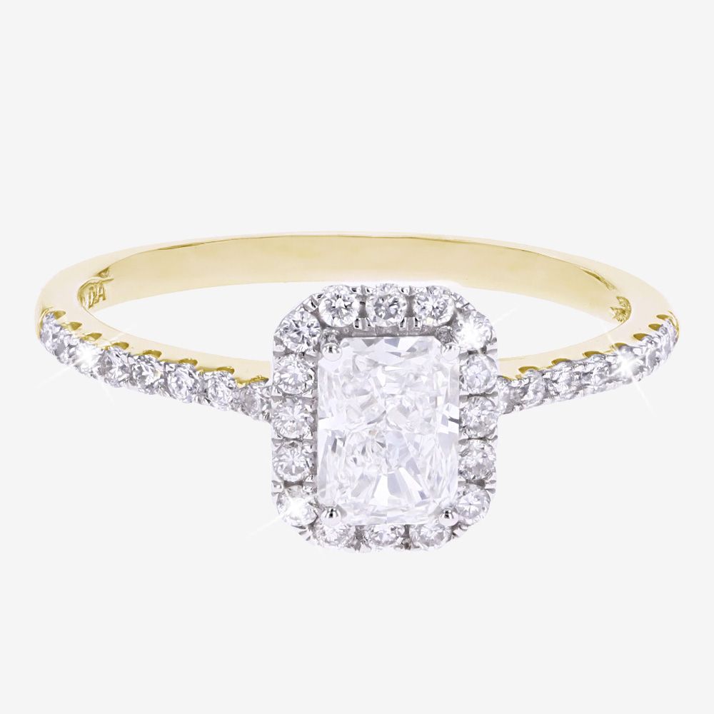 9ct Gold Real Diamond Lab-Grown Radiant Cut Cluster 1.00ct