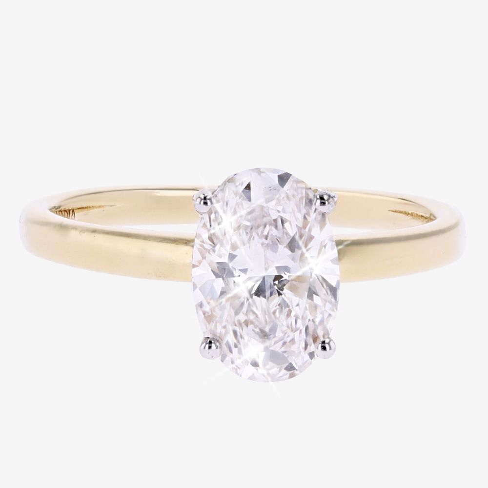9ct Gold Real Diamond Lab-Grown Oval Solitaire 1.50ct