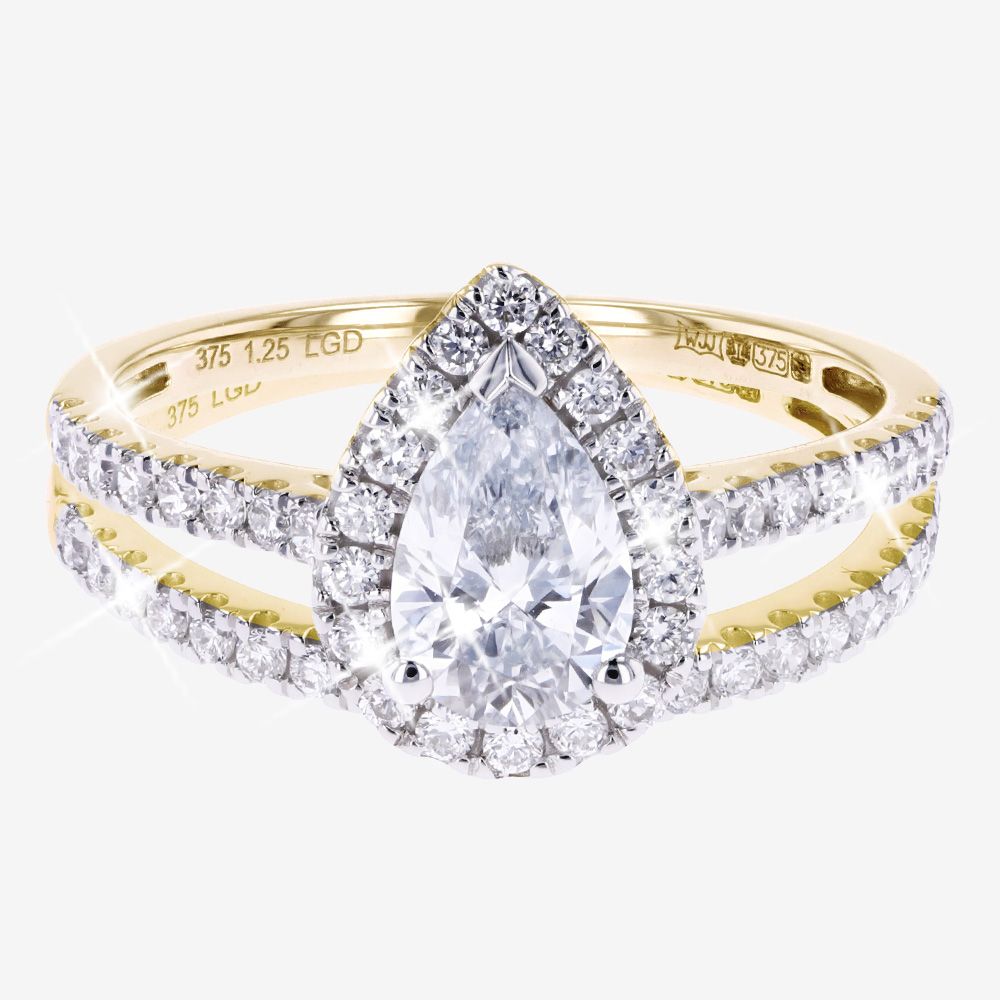 9ct Gold Real Diamond Lab-Grown Duet Set Of 2 Rings 1.25ct