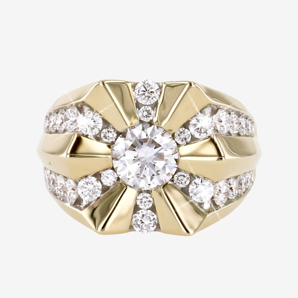 Mens 9ct Gold, Super Heavyweight Real Diamond Ring Lab-Grown 3.33ct
