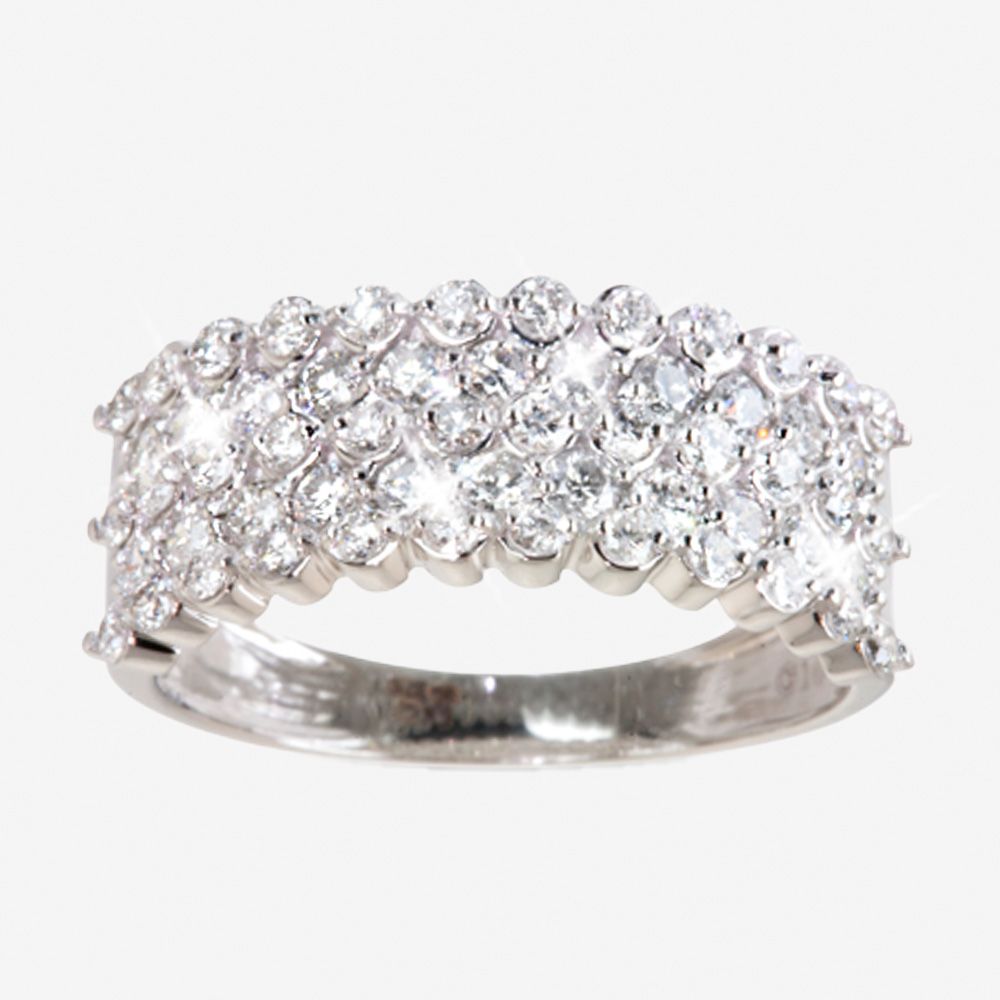18ct White Gold Certificated Diamond Band Cluster Ring 1ct