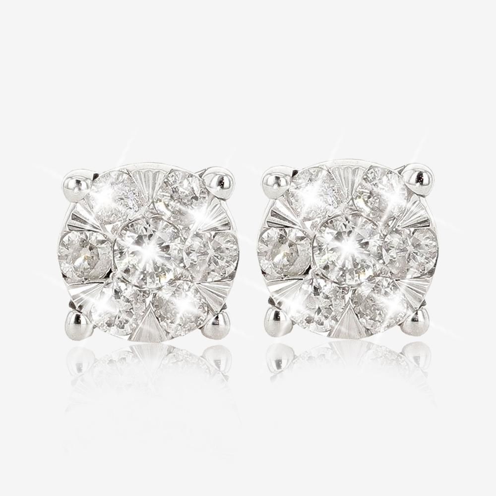 9ct White Gold Certificated Diamond Earrings .25ct
