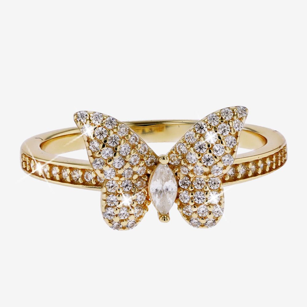 18ct Gold On Sterling Silver Butterfly Ring