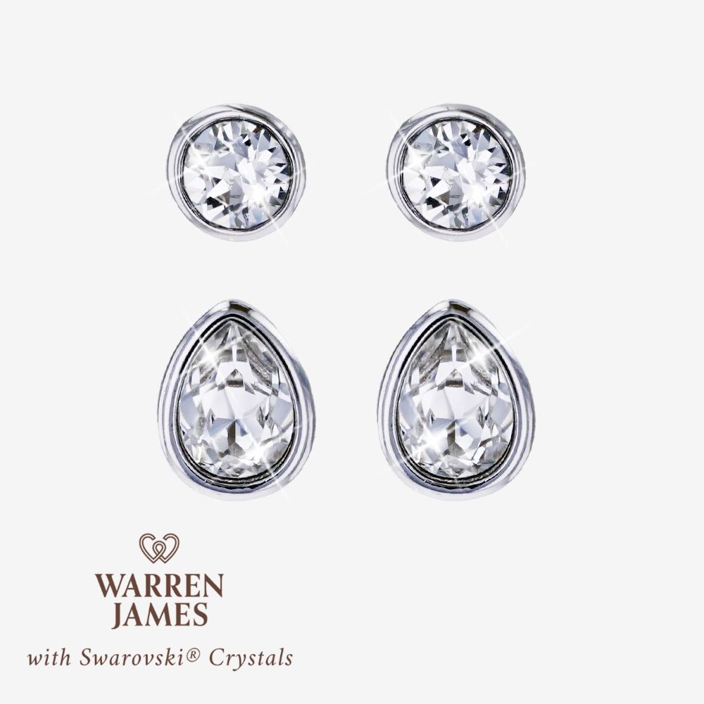 Rosa With Swarovski&reg; Crystals Set Of 2 Earrings