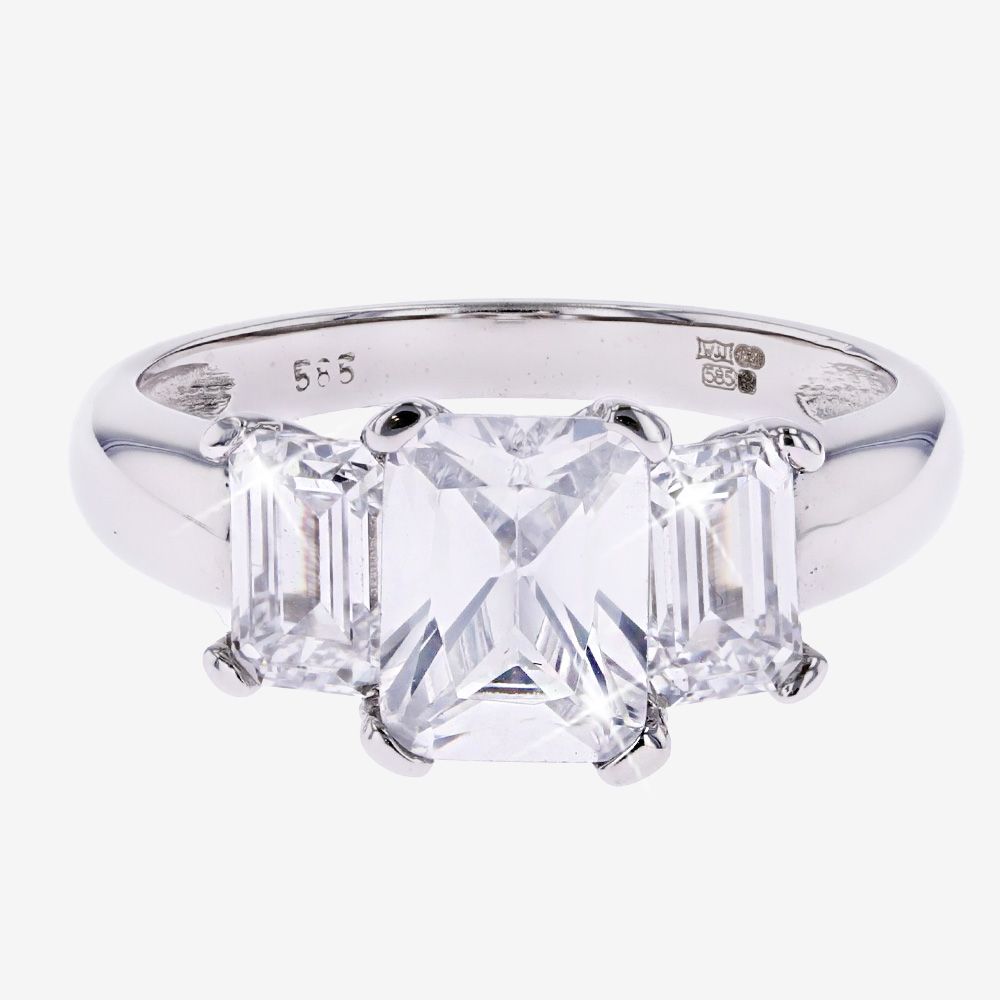 Second Hand 14ct White Gold 3 Stone CZ Ring