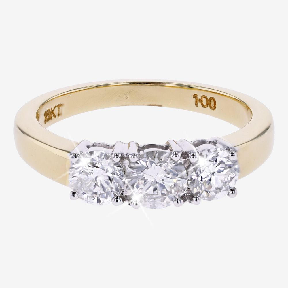 Second Hand 18ct Gold Trilogy Diamond Ring 1.00ct