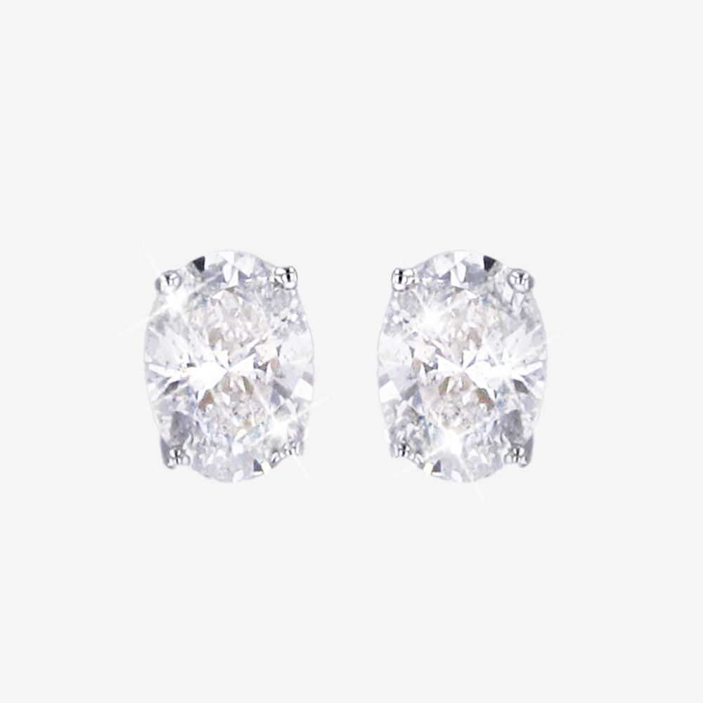 Real Diamond Lab-Grown Oval Earrings .50ct
