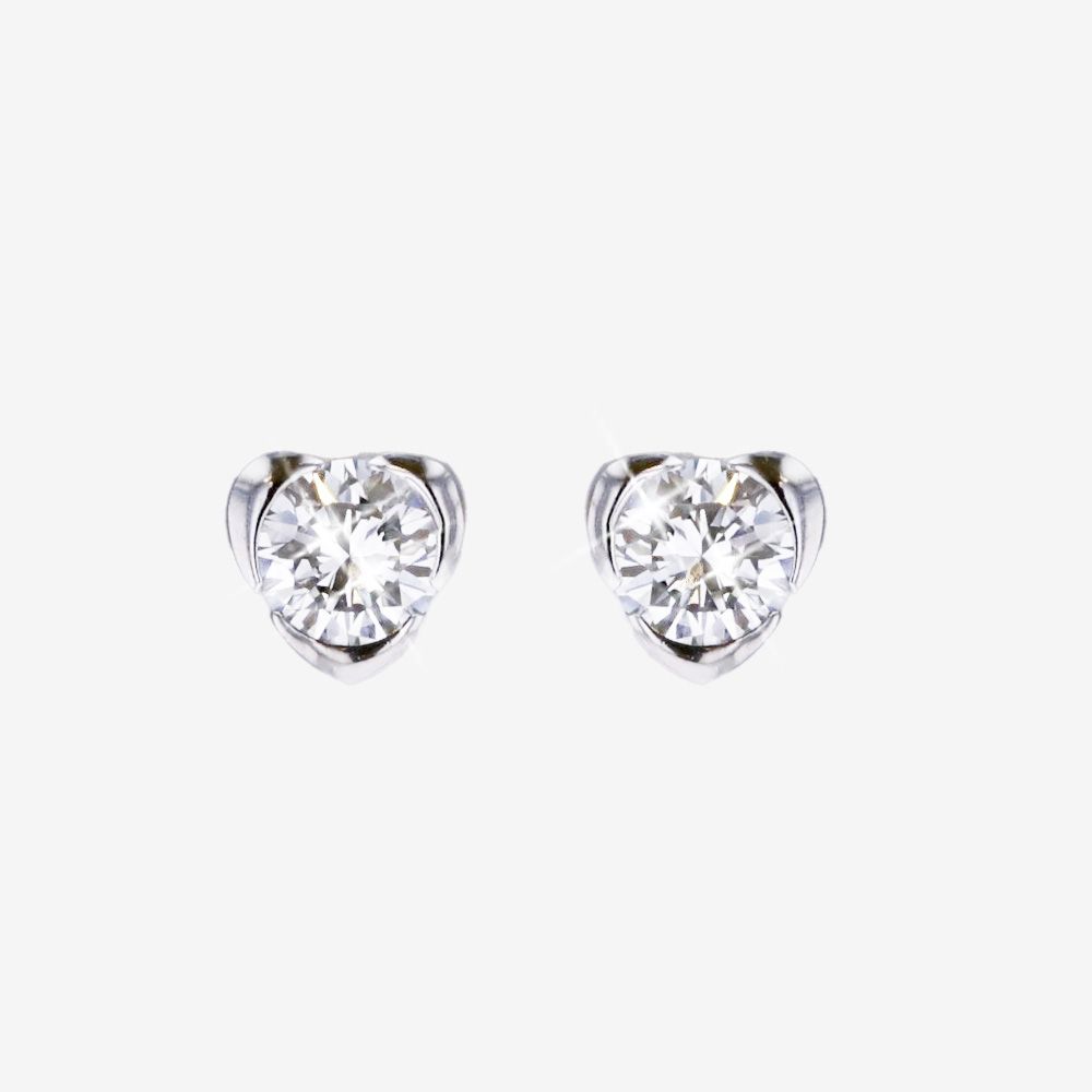 Real Diamond Lab-Grown Sterling Silver Heart Earrings .25ct